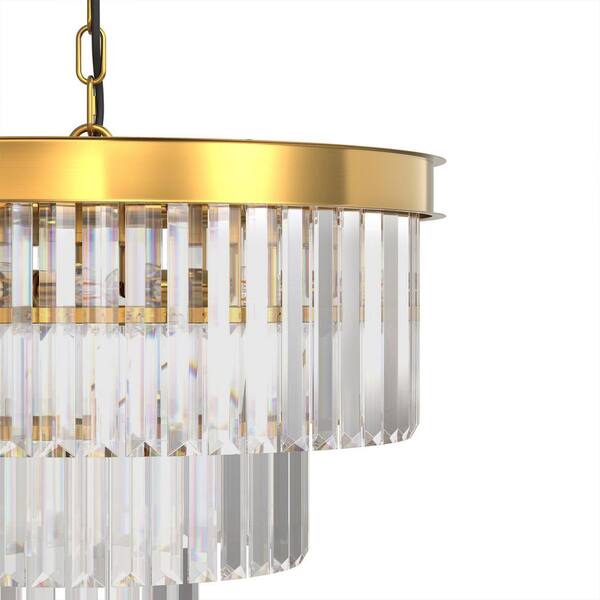 YANSUN 20 in. 6-Light Gold Modern Crystal Chandelier, 3-Tier