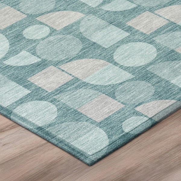 Chantille Machine Washable Indoor/Outdoor Abstract ACN2921 Teal 9 ft. x 12 ft. Area Rug