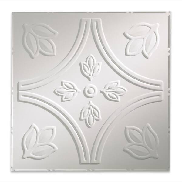 Fasade Traditional Style #5 2 ft. x 2 ft. Vinyl Lay-In Ceiling Tile in Gloss White
