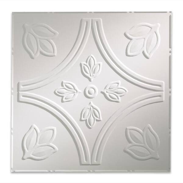 Fasade Traditional Style #5 2 ft. x 2 ft. Vinyl Lay-In Ceiling Tile in Matte White