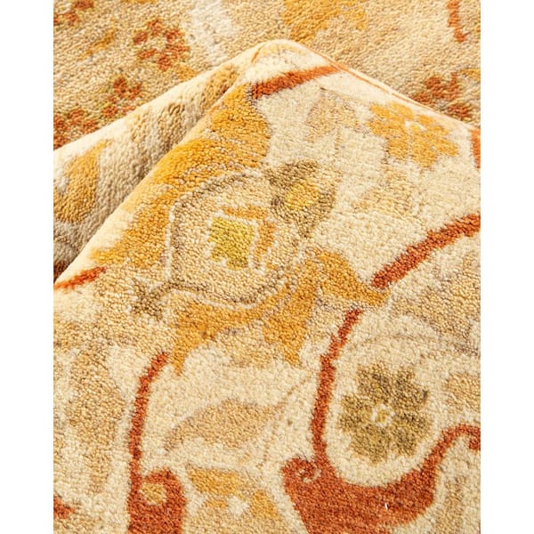 Mogul Ivory 9 ft. x 12 ft. Oriental Wool Indoor Area Rug