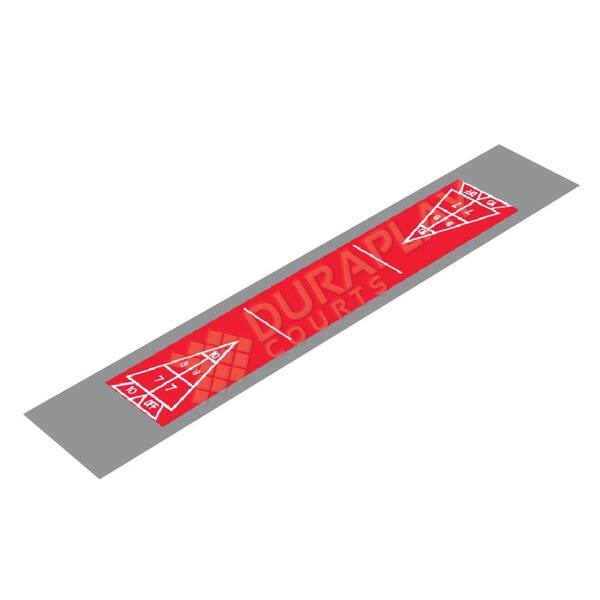 DuraPlay 9 ft. 6 in. x 51 ft. 4 in. Red and Gray Single Shuffleboard Kit