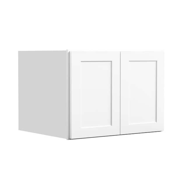 33 in. W. x 24 in. D x 24 in. H in Shaker White Plywood Ready to Assemble Kitchen Wall Cabinets with 2 Doors