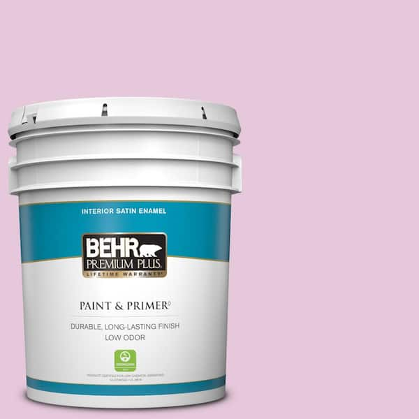 BEHR PREMIUM PLUS 5 gal. #M120-2 Kiss Good Night Satin Enamel Low Odor Interior Paint & Primer