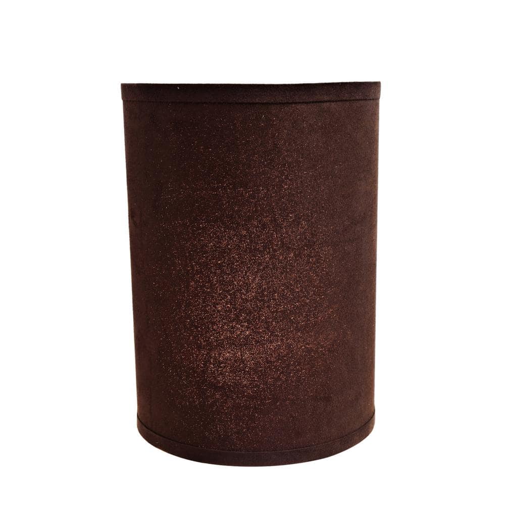 Dark Brown Suede Fabric Drum Lamp Shade, 8" x 11"
