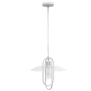 45 in. 1 Light White Modern Metal Pendant Light