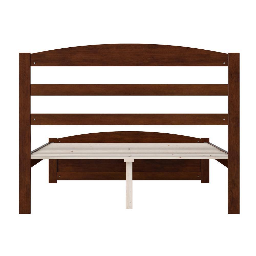 Warren Walnut Full Platform Bed with Slatted Headboard