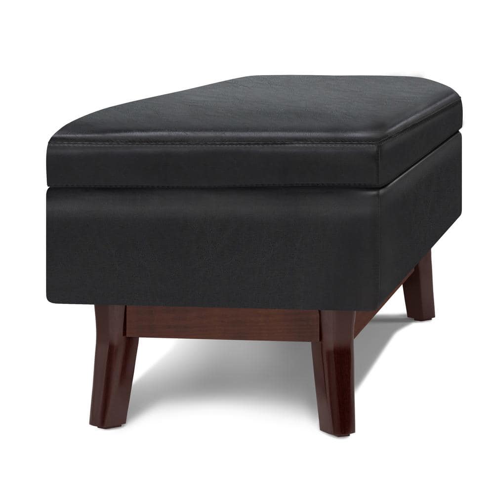 Owen Mid Century Modern Black Rubberwood Cocktail Ottoman