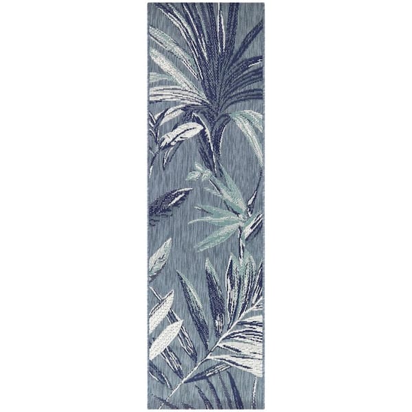 Hampton Bay Blue 2 x 7 Palm Doormat 2 ft. x 7 ft. Area Rug