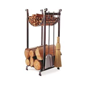 Handcrafted Sling Firewood Rack with Bar and Tools Hammered Steel