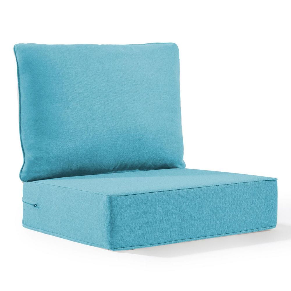 22 in. x 24 in. x 6 in. 2-Piece Olefin Deep Thick Seating Outdoor Lounge Chair Sofa Replacement Cushion in Light Blue price history on PriceWatchPro