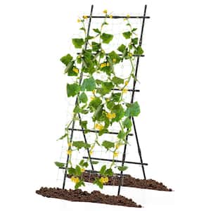 74 in. Metal Garden Cucumber Trellis for Plant Climbing with PE-Coated Frame, Trellis Net