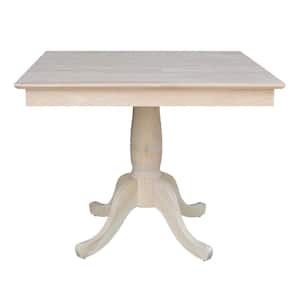 Unfinished Solid Wood 36 in Square Pedestal Dining Table