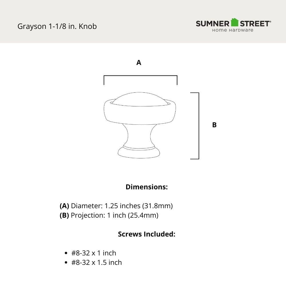 Grayson 1-1/8" Satin Nickel Round Cabinet Knob