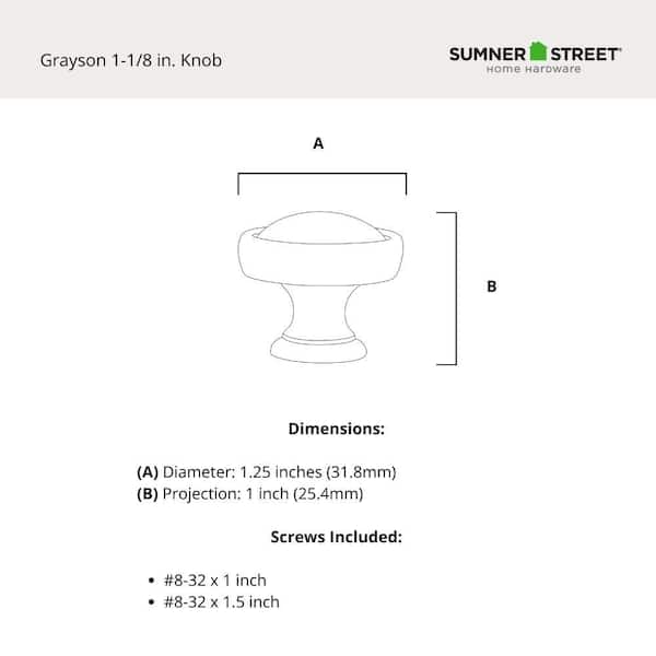 Grayson 1-1/8 in. Satin Brass Round Cabinet Knob