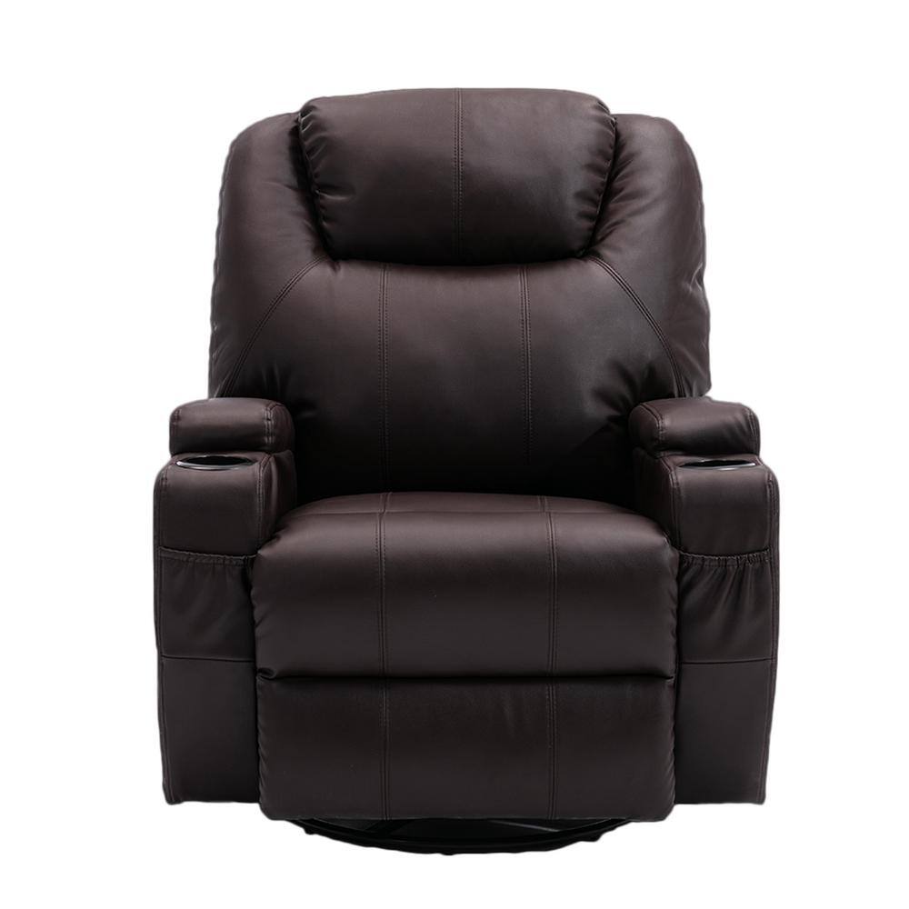 33.5 in. Brown Modern Minimalist Comfortable Fabric 1-Seater 8-Point Massag