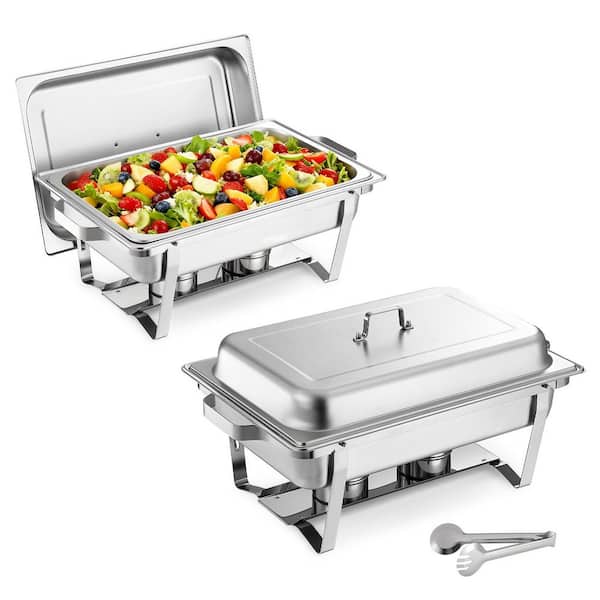 Rectangle Chafing Dish, 9 qt. 2 Pack Stainless Steel Chafing Dish, Food Warmer Chafer Complete Set with Hollow Handle