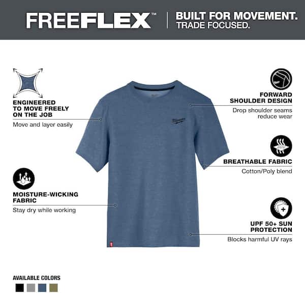 Men's Small Blue Cotton/Polyester Short-Sleeve Hybrid Work T-Shirt