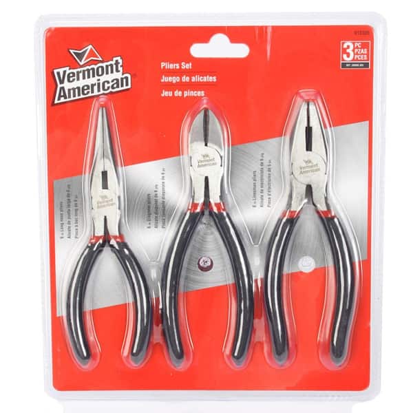 Vermont American 8.15 in. Steel Pliers Set (3-Piece)