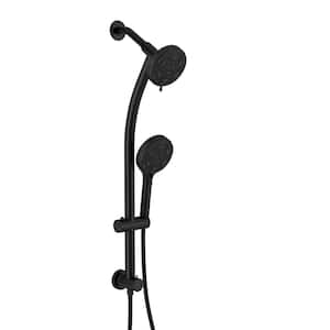 8-Spray Patterns with 1.8 GPM 5 in. Wall Mount Dual Shower Heads with Handheld and Sliding Bar in Matte Black
