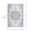 Nicole Miller Teppich Für Innen & Außen – Patio Country Azalea Medaillon-Design, Grau/blau, 4,8x2,1 M