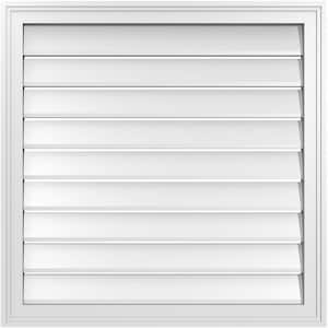 30" x 30" Vertical Surface Mount PVC Gable Vent: Functional with Brickmould Frame
