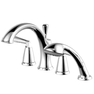 Liege 2-Handle 4- Hole Roman Tub Faucet With Hand Shower in Chrome