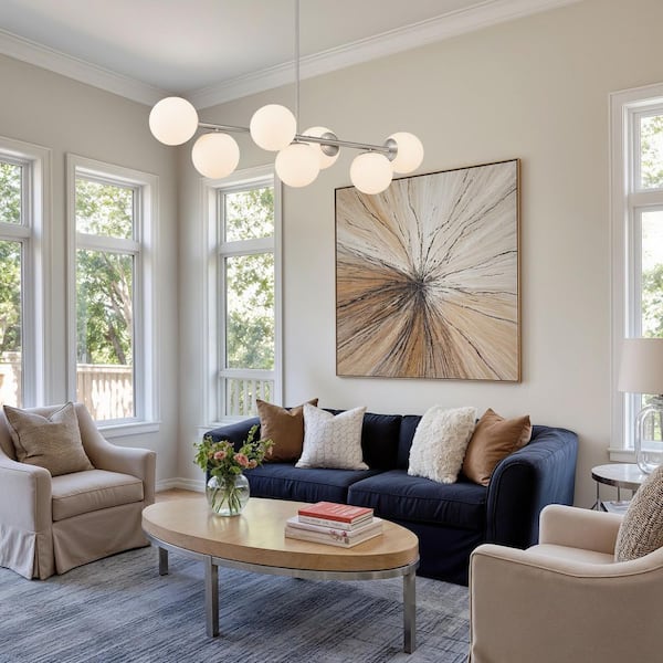 Merra 7-Light Brushed Nickel Pendant Design Linear Chandelier with