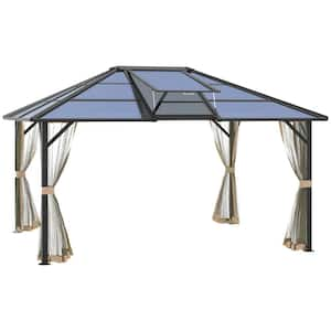 14 ft. x 12 ft. Grey Hardtop Polycarbonate Gazebo Canopy Aluminum Frame Pergola