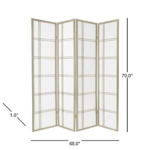 6 ft. Grey Double Cross 4-Panel Room Divider