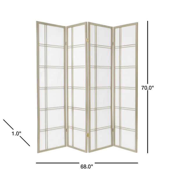 6 ft. Grey Double Cross 4-Panel Room Divider