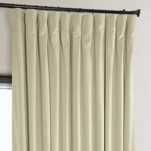 Light Beige Extra Wide Heritage Plush Velvet Extrawide Room Darkening Curtain - 100 in. W x 96 in. L (1 Panel)