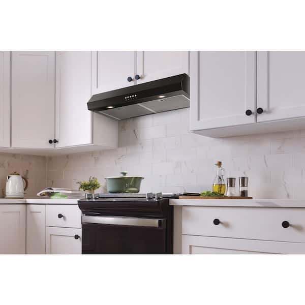 30 in. 320 CFM Convertible Under Cabinet Range Hood in Black