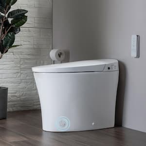 Intelligent Chair Height 1.0 GPF /1.6 GPF Elongated Toilet in White with Auto Flush and Foot Sensor Operation