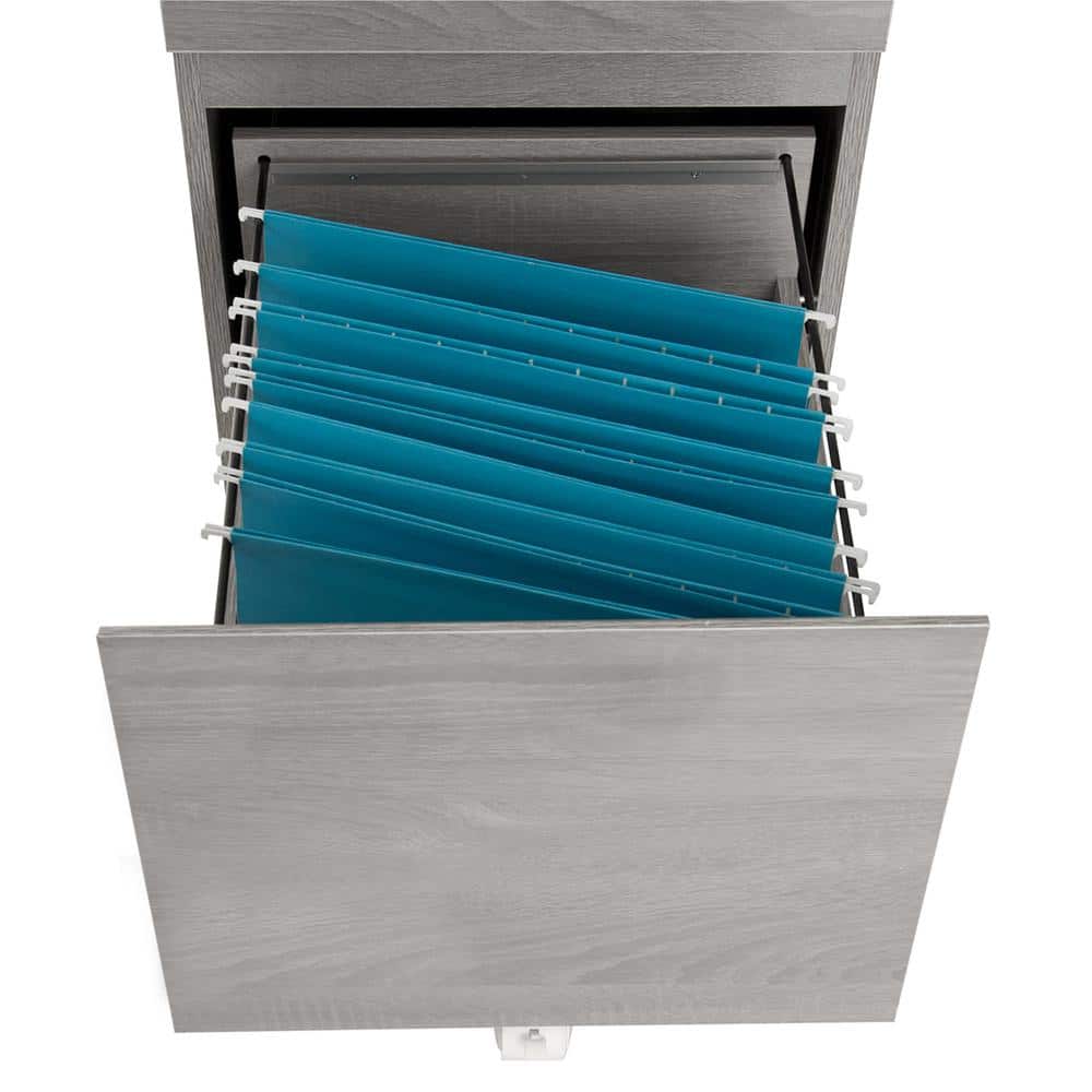 Gray MDF Lockable 2-Drawer Vertical Filing Cabinet