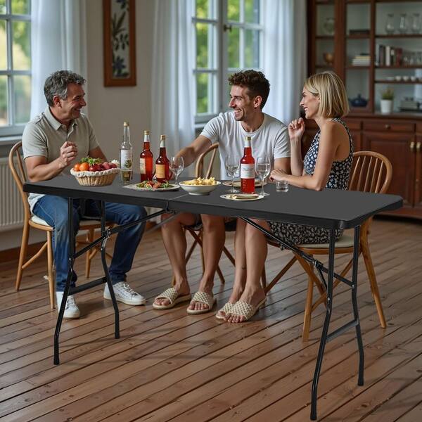 IFUJI ブラックウォルナット FOLDING TABLE 中古 SKYSHALO 6 ft. Folding Table, Heavy Duty Fold-in-Half Plastic