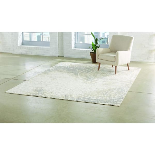 Spiral Medallion Ivory 9 ft. x 13 ft. Area Rug