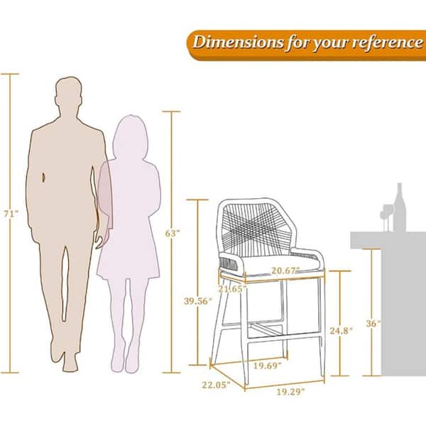 Modern Dark Grey 3-Piece Aluminum Rectangle Table Counter Height Wicker Bar Outdoor Bistror Set with Cushions