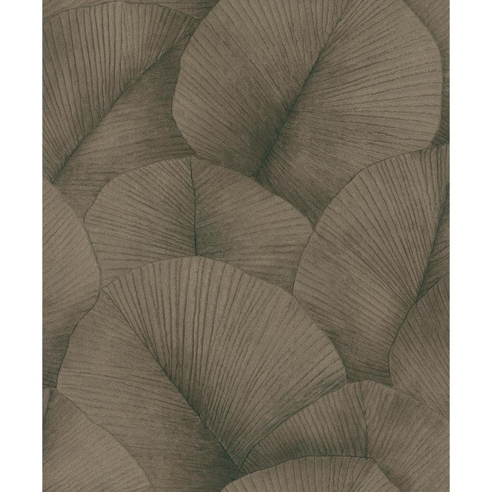 Kumano Brown Embossed Palm Leaf 3D Vinyl Wallpaper Roll