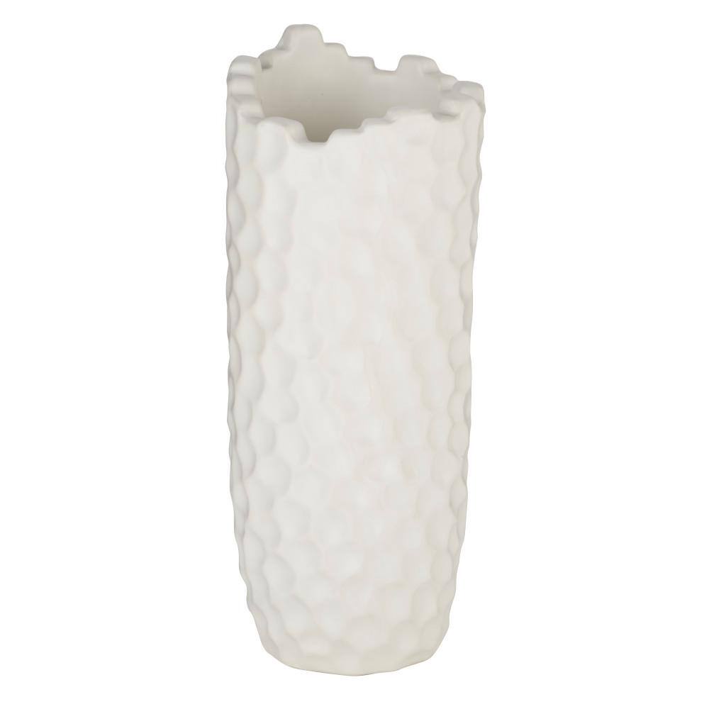 Elegant Honeycomb 14" White Porcelain Decorative Vase