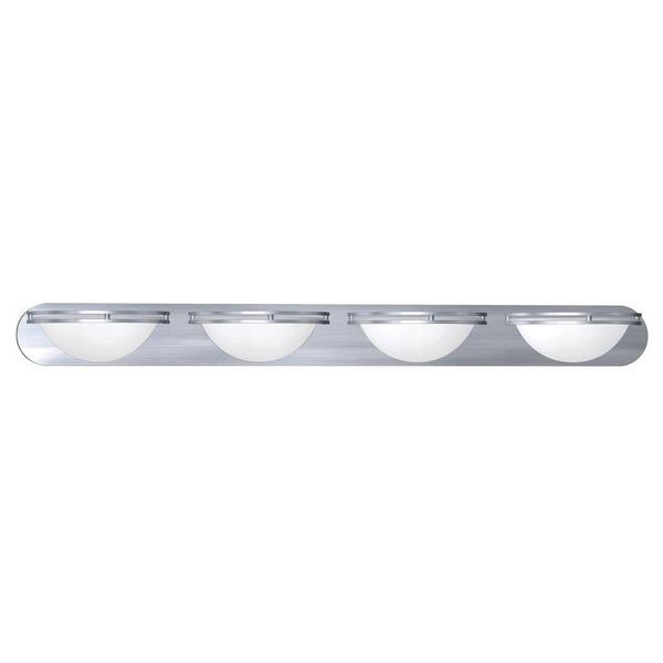 Access Lighting Aztec 4-Light Stainless Steel Bath Vanity Light with White Glass Shade