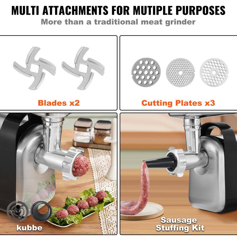 Heavy Duty Black Stainless Steel Electric Meat Grinder with Sausage Stuffer