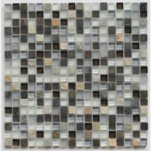 Tuscon Small 11.81 in. x 11.81 in. Square Joint Polished & Matte Marble & Glass Mosaic Tile (0.97 sq. ft./Each)