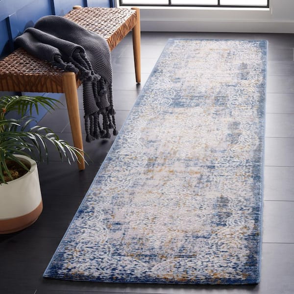 Palma 2 ft. x 5 ft. Beige/Blue Ornate Gradient Runner Rug