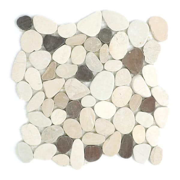 Emser Flat Rivera Pebble 10-Pack 4 Color Blend Natural Stone Border Tile (12-in x 12-in)