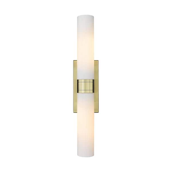 Innovations Ballston Urban 24 in. 2-Light Antique Brass Vanity Light with Glass Shade