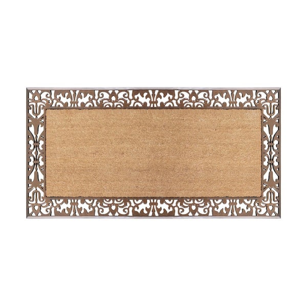 A1 Home Collections A1HC First Impression Bronze/Beige 30 in. x 60 in. Rubber and Coir, Heavy Duty, Extra Large Size Doormat