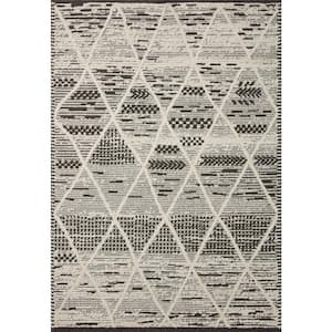 Fabian Charcoal/Ivory 5 ft. 3 in.  x 7 ft. 6 in. Geometric Moroccan Area Rug