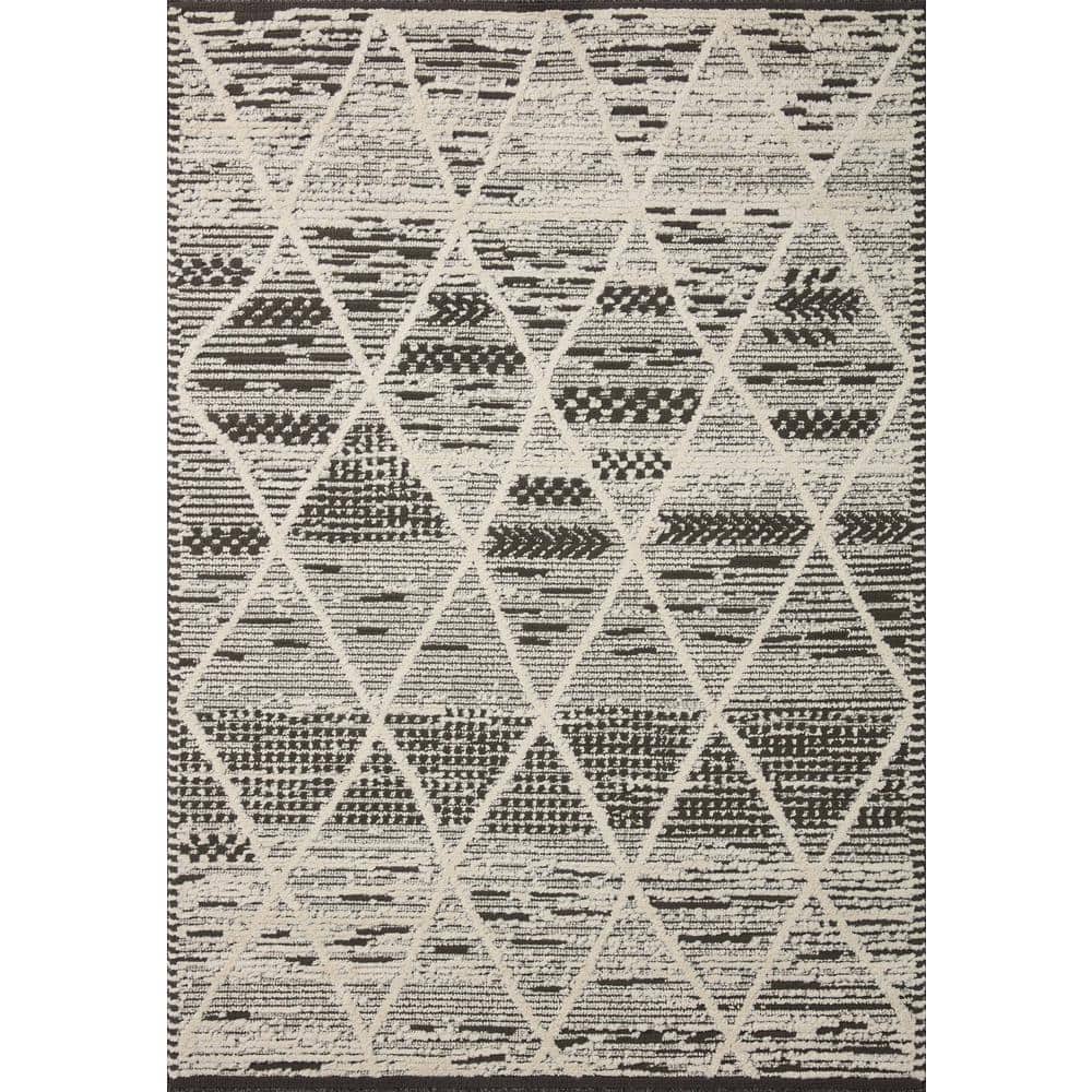 Fabian Charcoal Diamond Handmade Wool Blend Area Rug - 9'2" x 13'