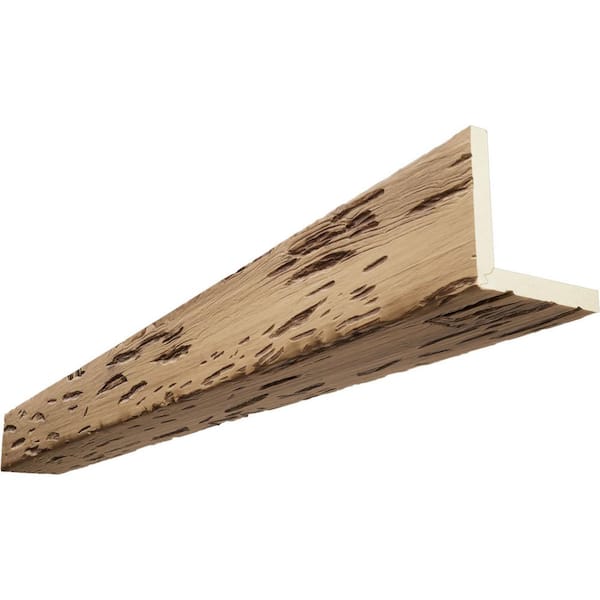 Ekena Millwork Endurathane 4 in. H x 8 in. W x 14 ft. L Pecky Cypress Buttercream Faux Wood Beam